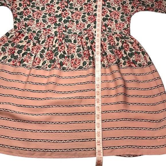 THE GREAT. 100% Silk Pink / Green Floral Mini Dress Button Back Sz 1 (Small) - Picture 5 of 8